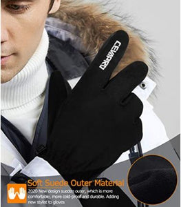 Cevapro -30℉ Waterproof Winter Gloves Suede 3M Insulated Gloves for Men Women Cold Weather Running Hiking Skiing