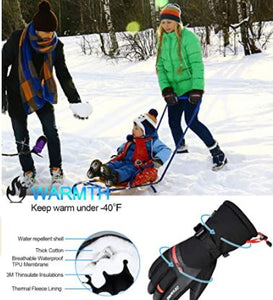Cevapro -40℉ Winter Gloves Waterproof Ski Gloves 3M Insulated Snowboard Gloves
